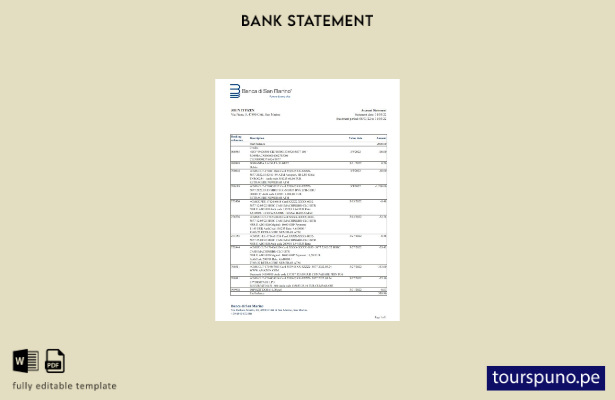 listo para imprimir plantilla de Excel de extracto bancario de San Marino Banc 1